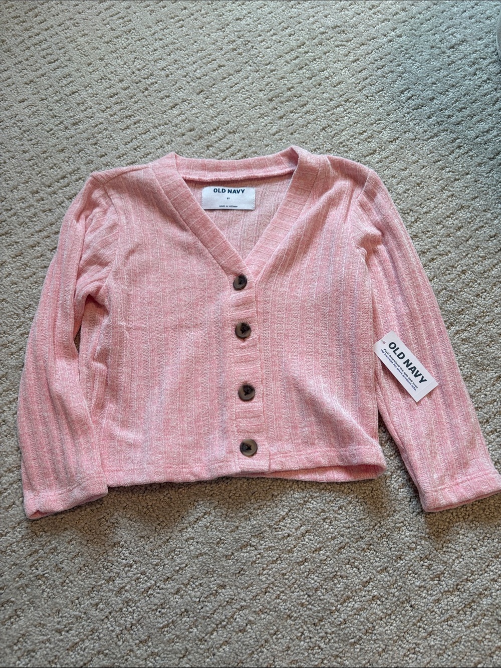 Old Navy Light Pink Kids V-Neck Button Cardigan
